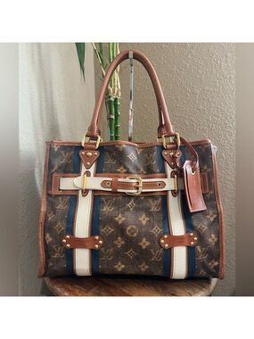 LOUIS VUITTON LIMITED EDITION MONOGRAM TISSE SAC RAYURES TOTE BAG